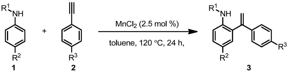 Bivalent manganese catalyzed arylamine ortho-enylation reaction method