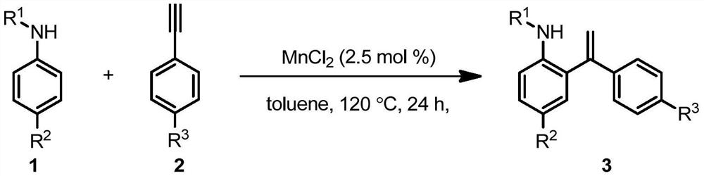 Bivalent manganese catalyzed arylamine ortho-enylation reaction method