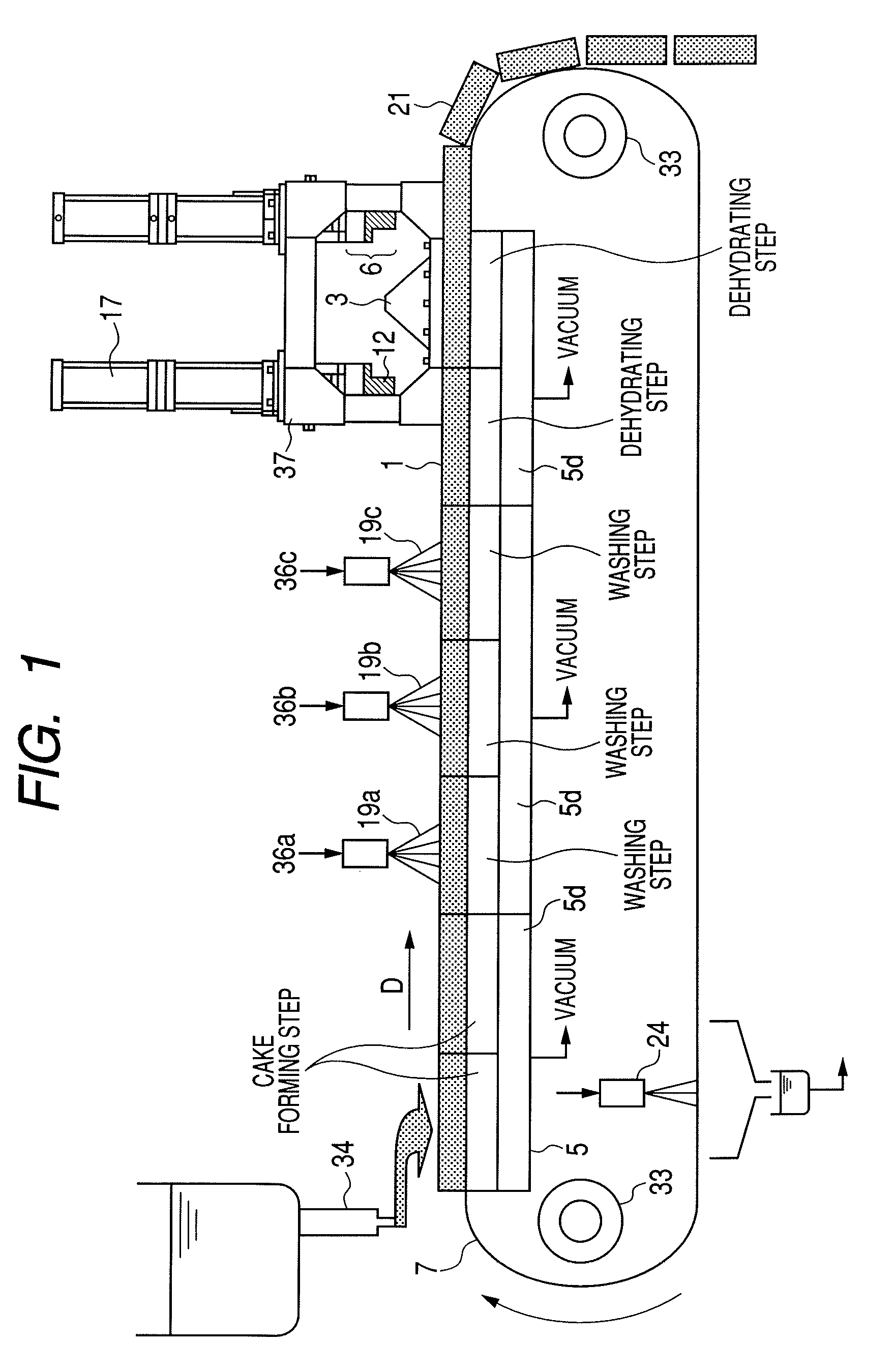 Filter cloth traveling type belt filter and production method of toner particles