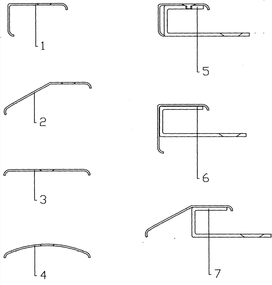 Steel floor buckling strip structures with edge being bent into arc shapes