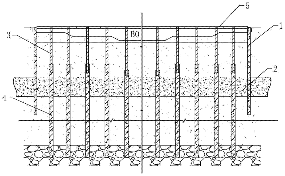 Reversed construction method for suspension-type containment deep, large and long foundation pit fabricated structure