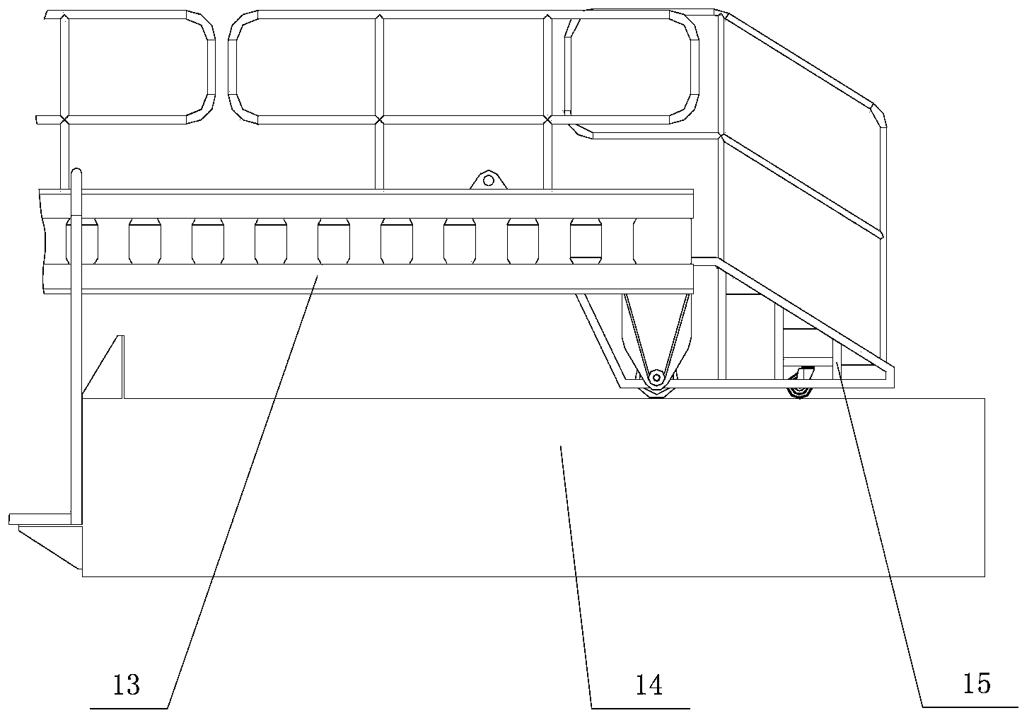 Deck ladder for follow-up horizontal ship