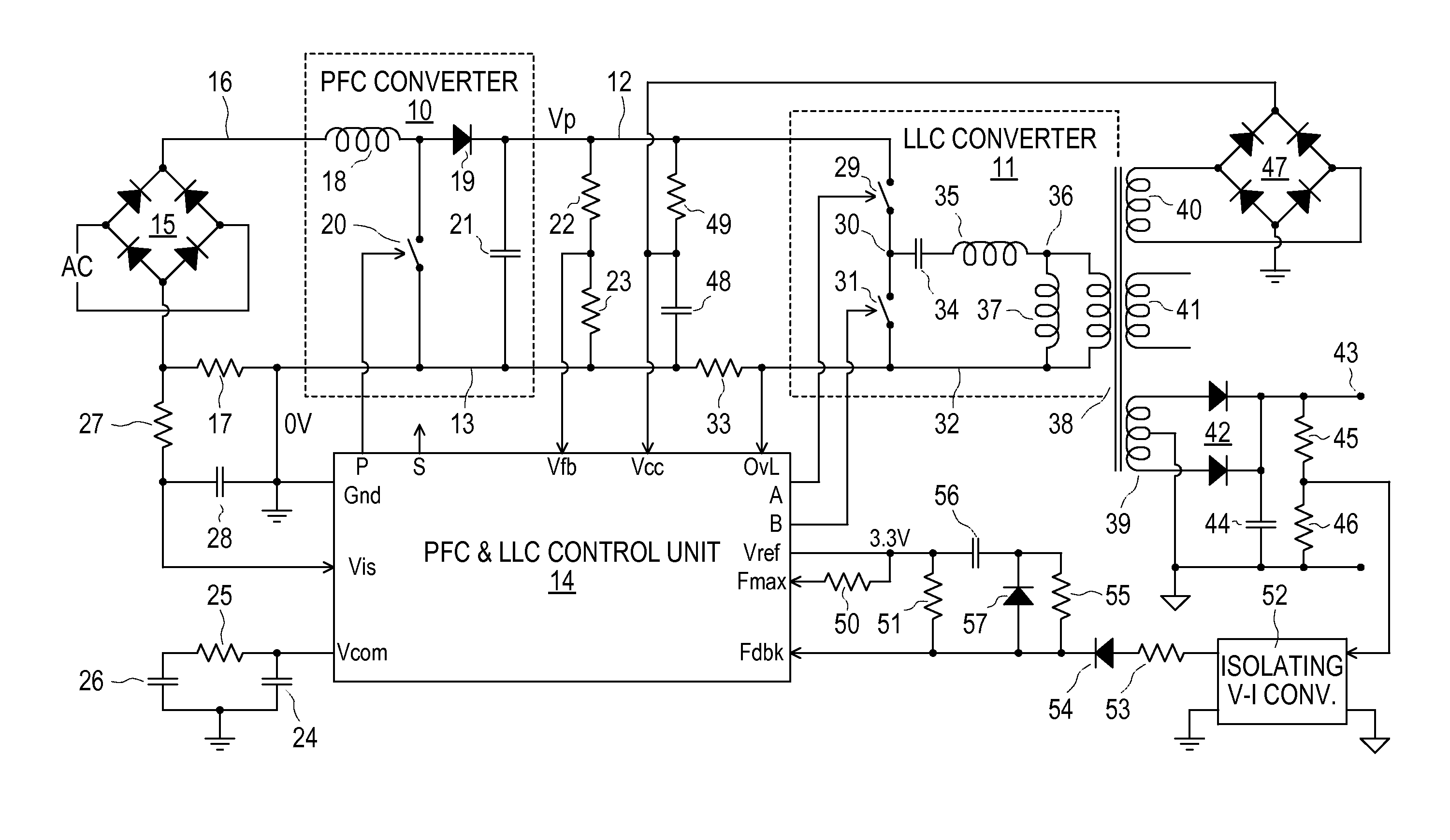 Cascaded pfc and resonant mode power converters