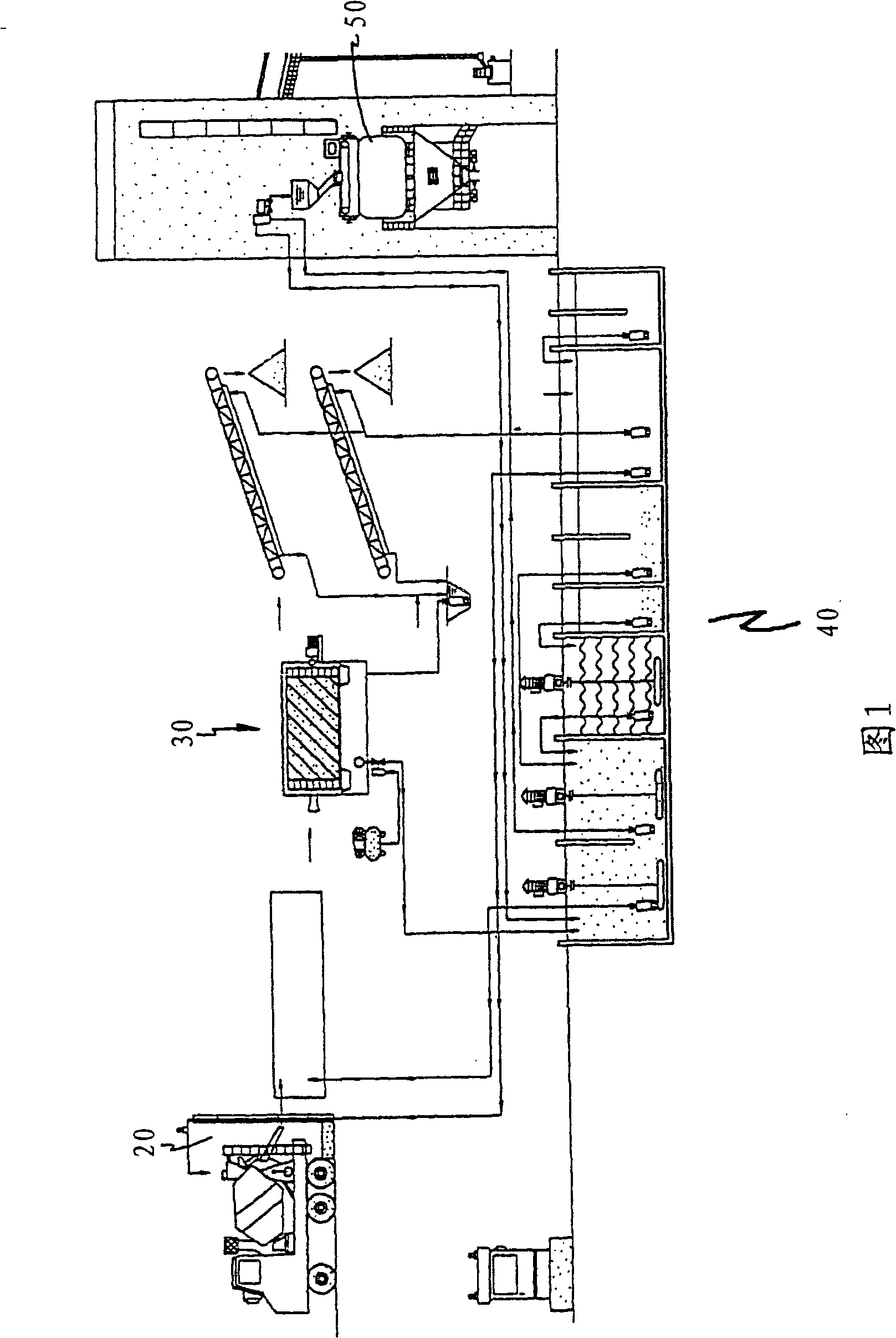Efficient concrete waste recovering process and device thereof