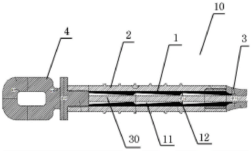 Connecting hardware assembly and connecting method for composite material core high-voltage aluminum stranded wire