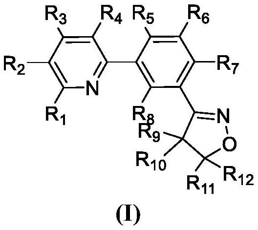 Pyridine biphenyl compound containing isoxazoline as well as preparation method and application of pyridine biphenyl compound
