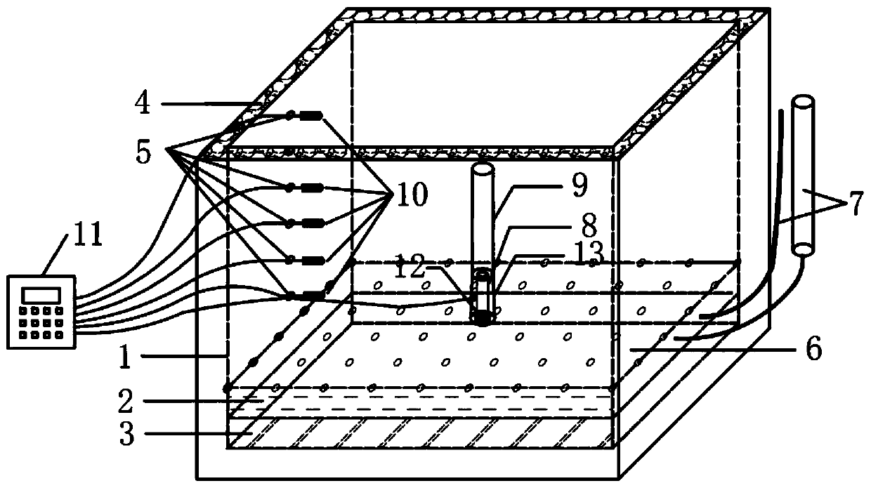 Pile body freezing and pulling force testing device