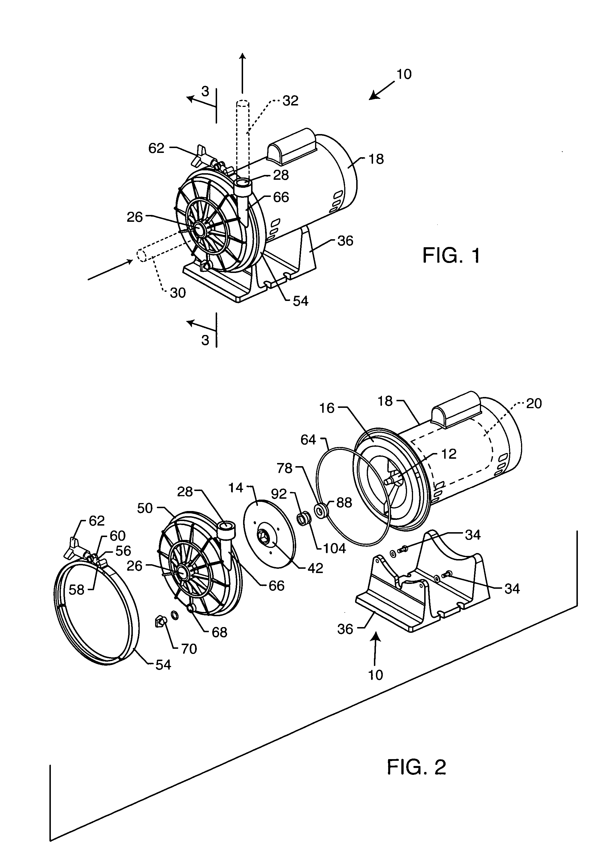 Motor-driven pump for pool or spa