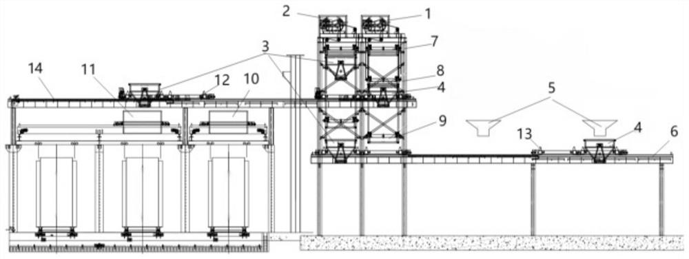 Uninterrupted circulating type concrete automatic transporting, lifting and distributing system and method