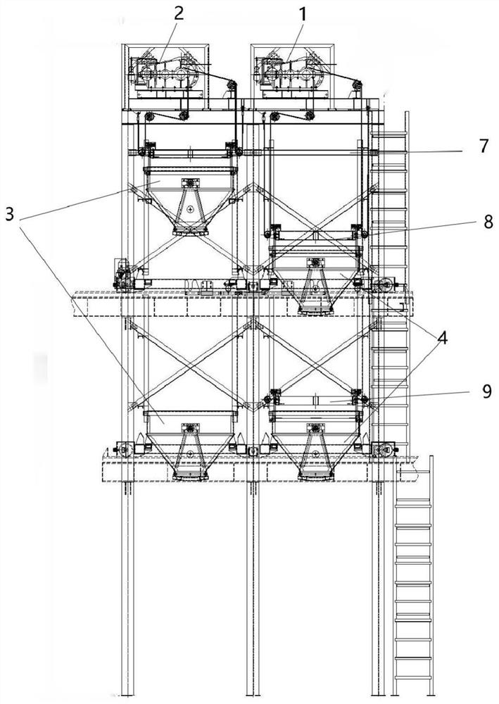 Uninterrupted circulating type concrete automatic transporting, lifting and distributing system and method