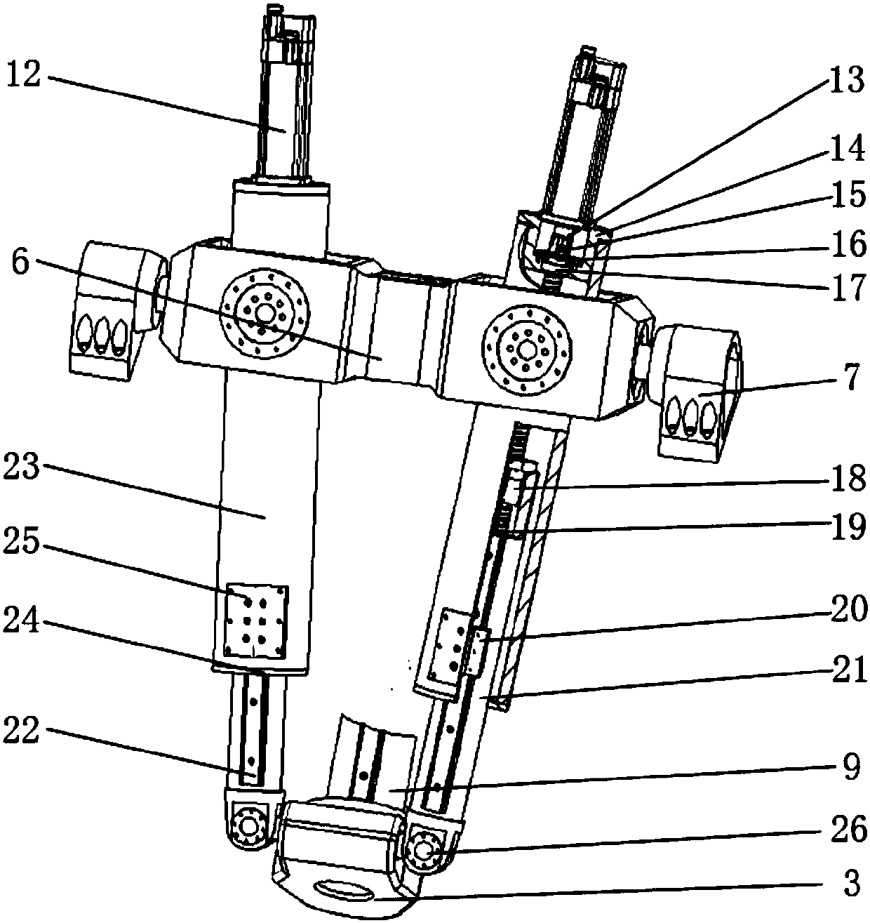 Few-joint over-constrained five-freedom-degree parallel serial robot