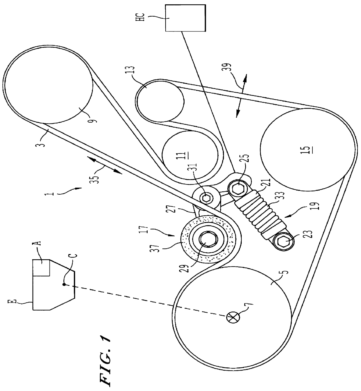 Tensioner for a mechanical power transmission, a transmission including such a tensioner, and a motor vehicle engine including such a transmission
