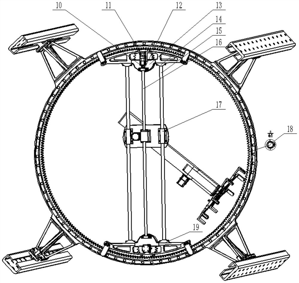 Six-degree-of-freedom annular tooling and delivery device for the space cabin