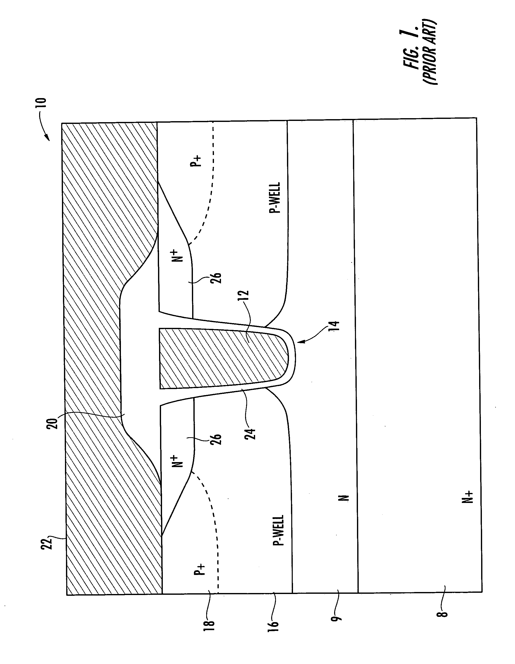 Power mosfet and method for forming same using a self-aligned body implant