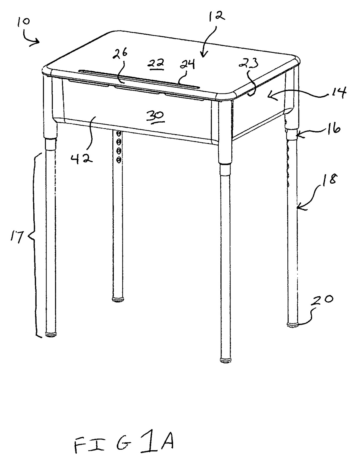 Height adjustable desk configured for stacking with legs detached