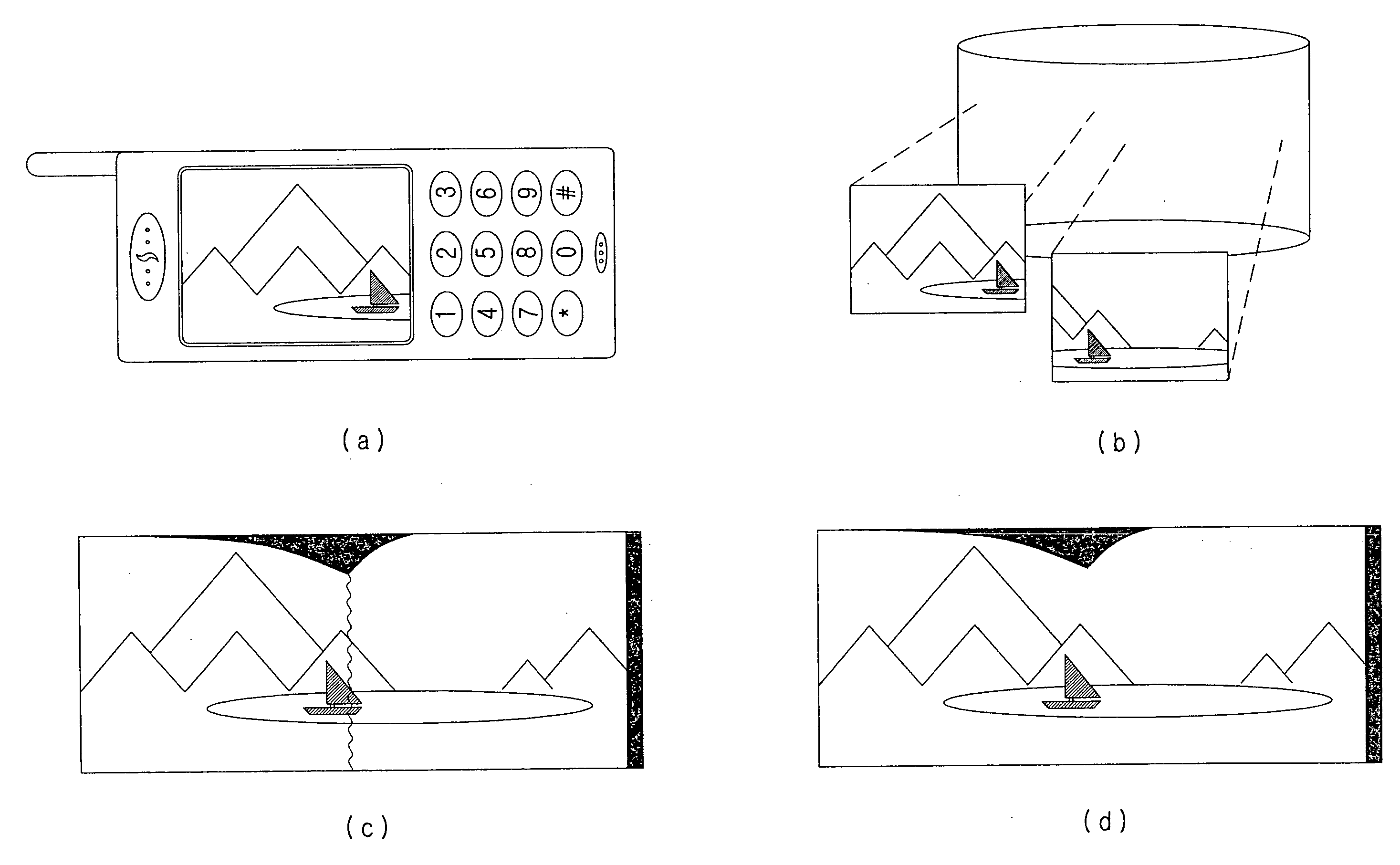 Method for taking panorama mosaic photograph with a portable terminal