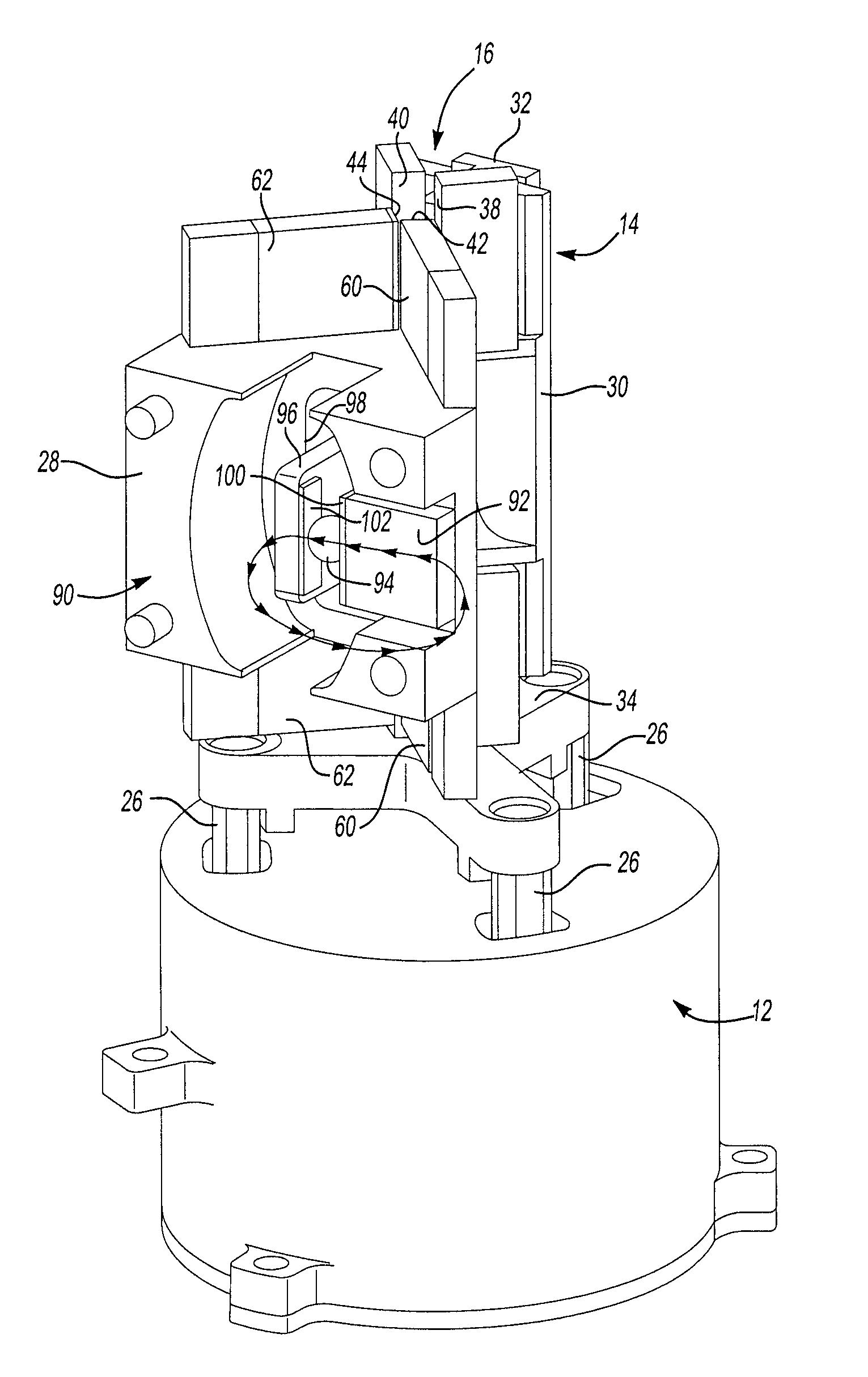 Magnetically preloaded anti-rotation guide for a transducer