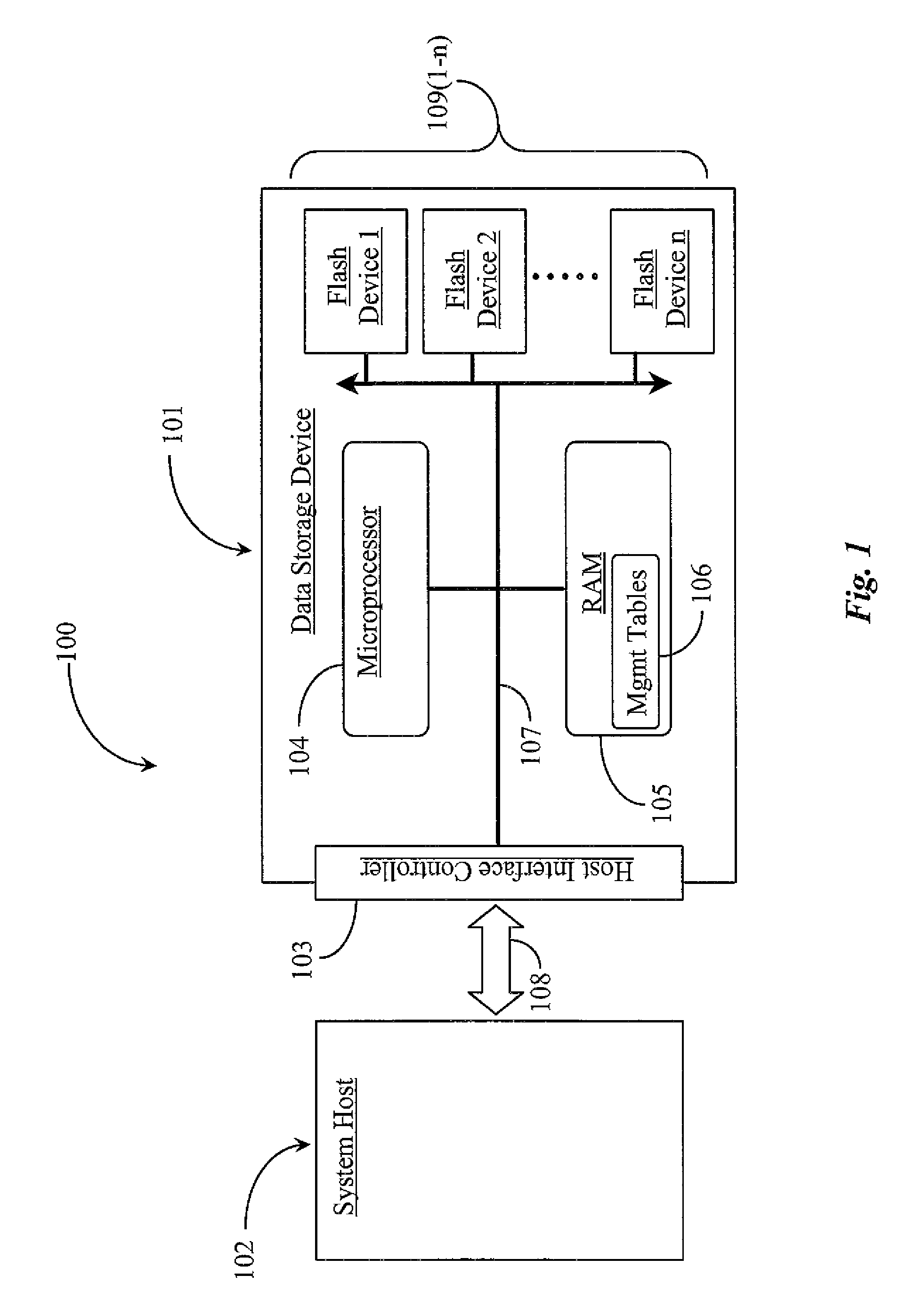 System for reading and writing on flash memory device having plural microprocessors