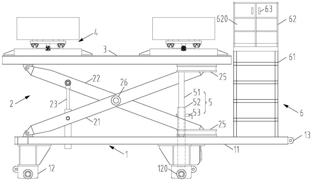 Three-dimensional movable type rolling mill oil cylinder disassembling and assembling platform