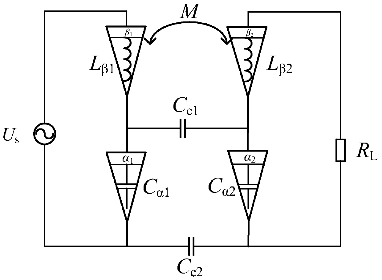 Fractional order series connection type electromagnetic field double-coupling wireless electric energy transmission system