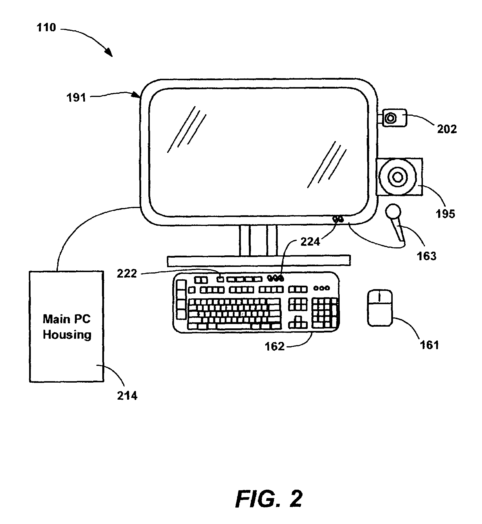 Computer camera system and method for reducing parallax