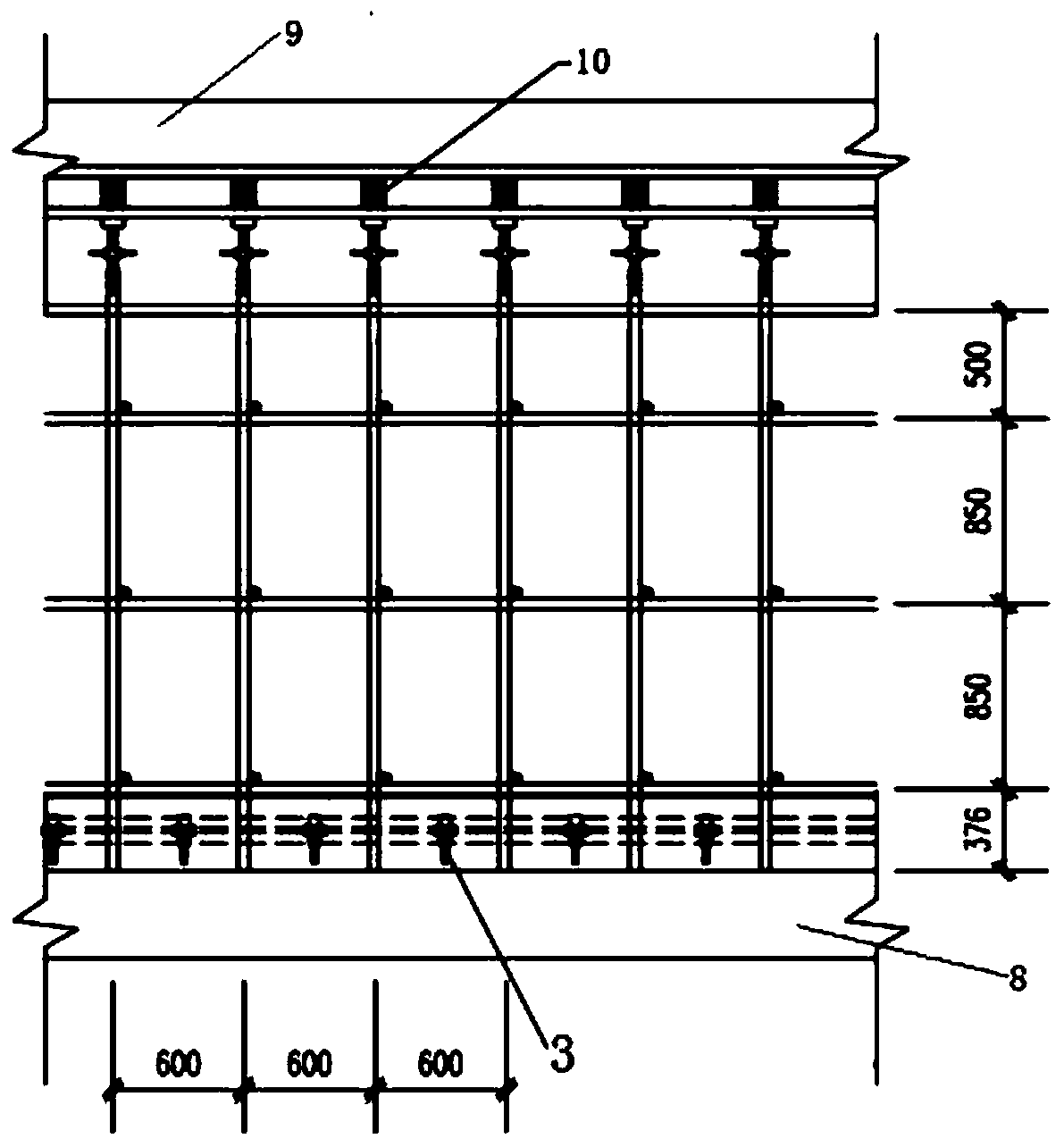 Self-anchored template bracket system for connecting channel and construction method
