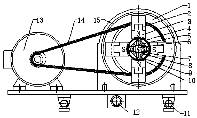 Magnetic rolling processing device for inner surface of long round tube