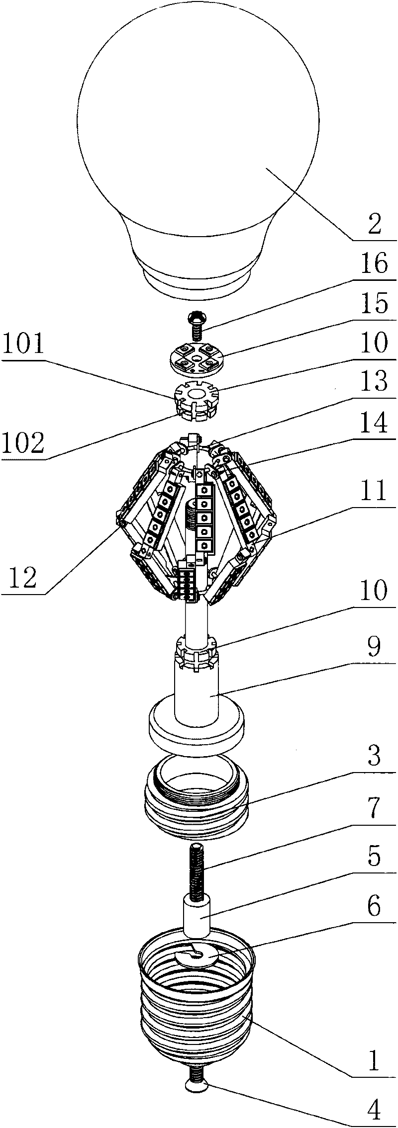 Adjustable light distribution type LED lamp