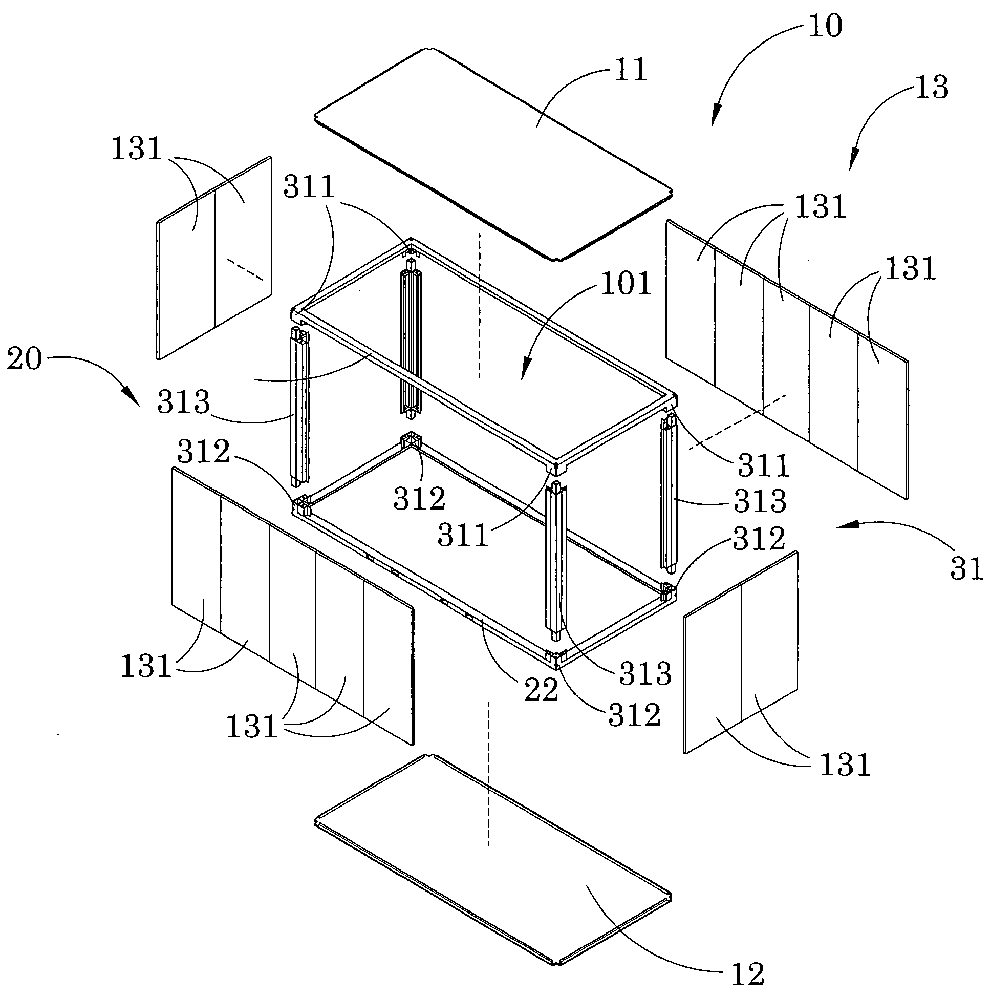 Joint structure for portable work and storage container