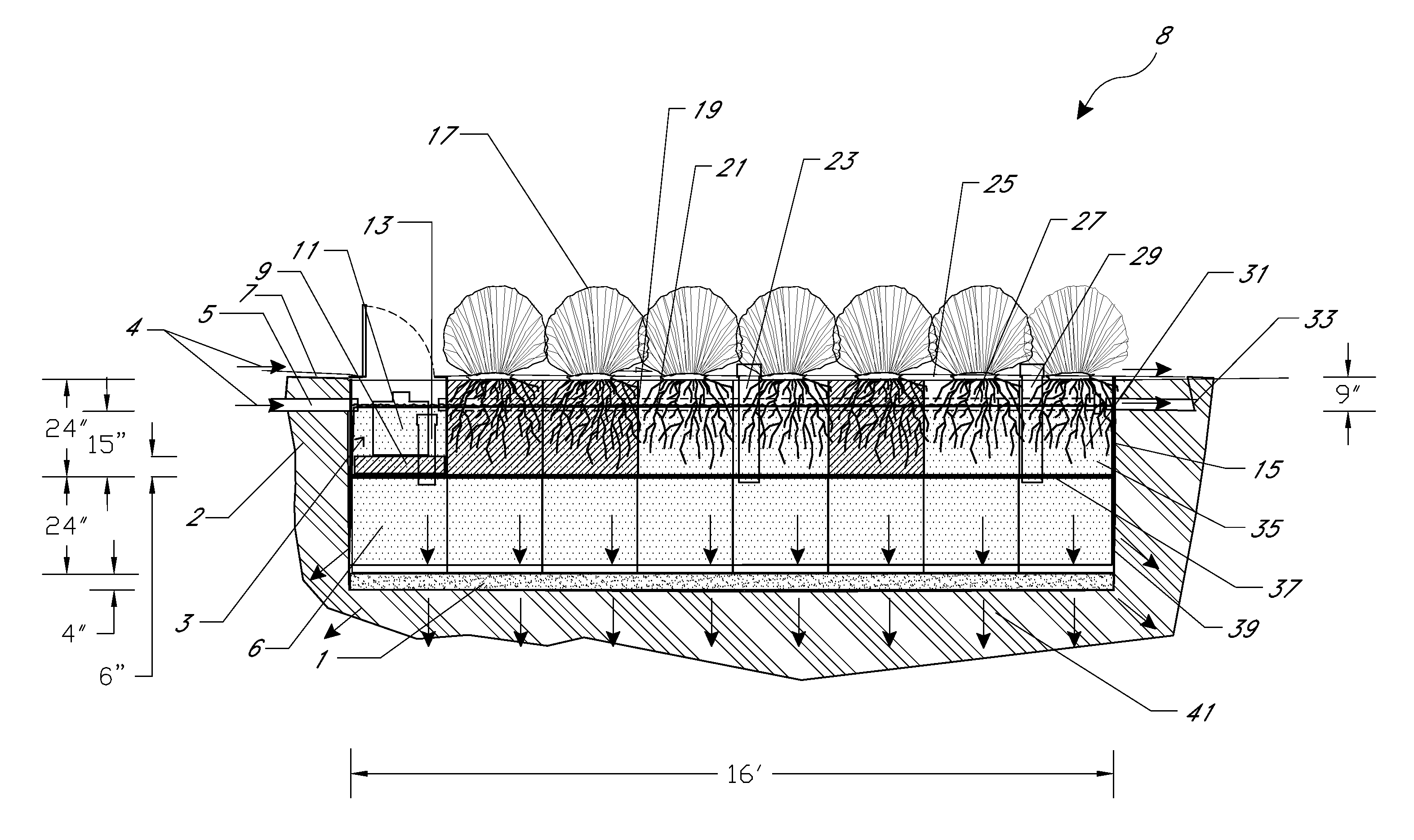 Modular high performance bioswale and water treatment system and method