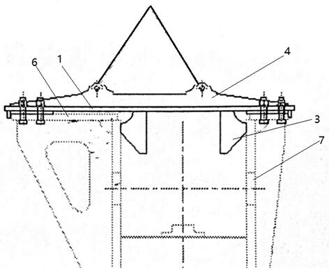 Installation method of tire crane saddle beam jacking support flange plate