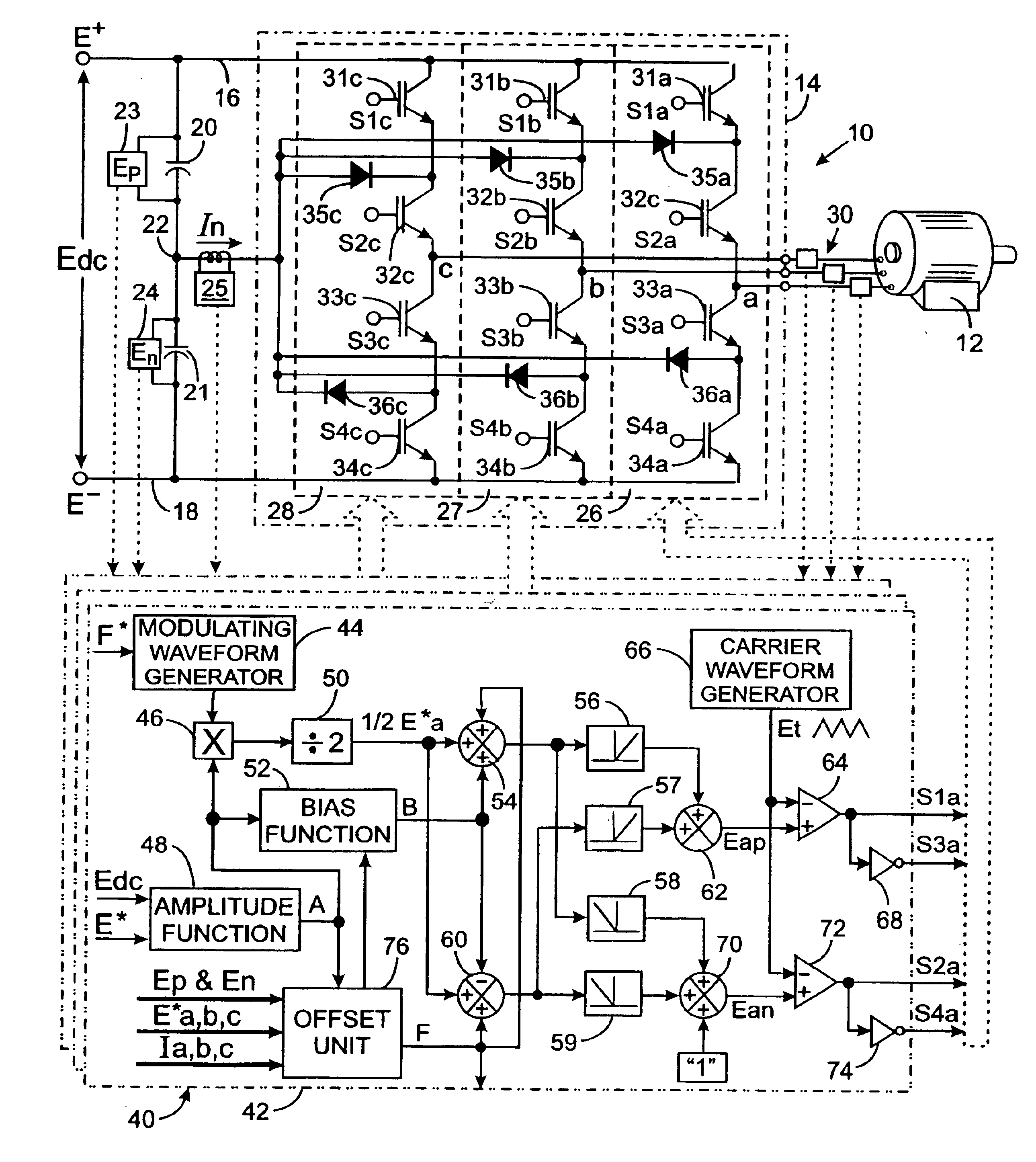 Capacitor charge balancing technique for a three-level PWM power converter