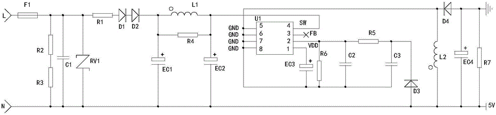 Wide voltage power supply circuit applied to fan or thermantidote