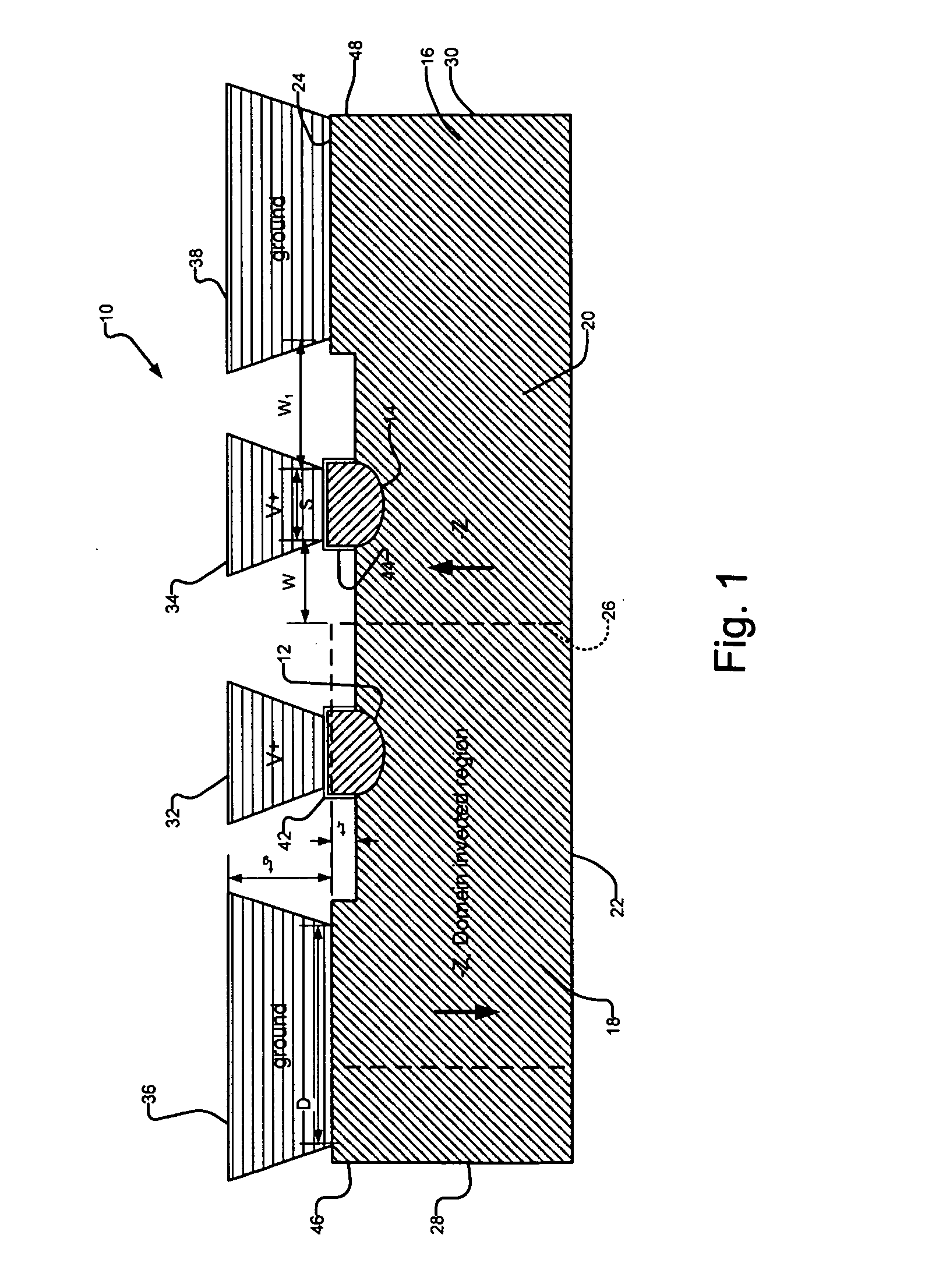 Optical modulator with coupled coplanar strip electrode and domain inversion