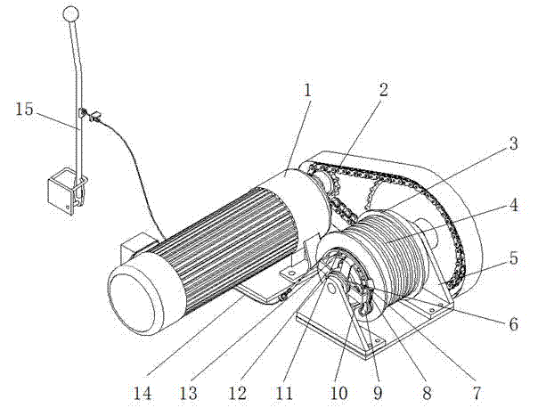 Crane winding device with steel wire rope straining mechanism