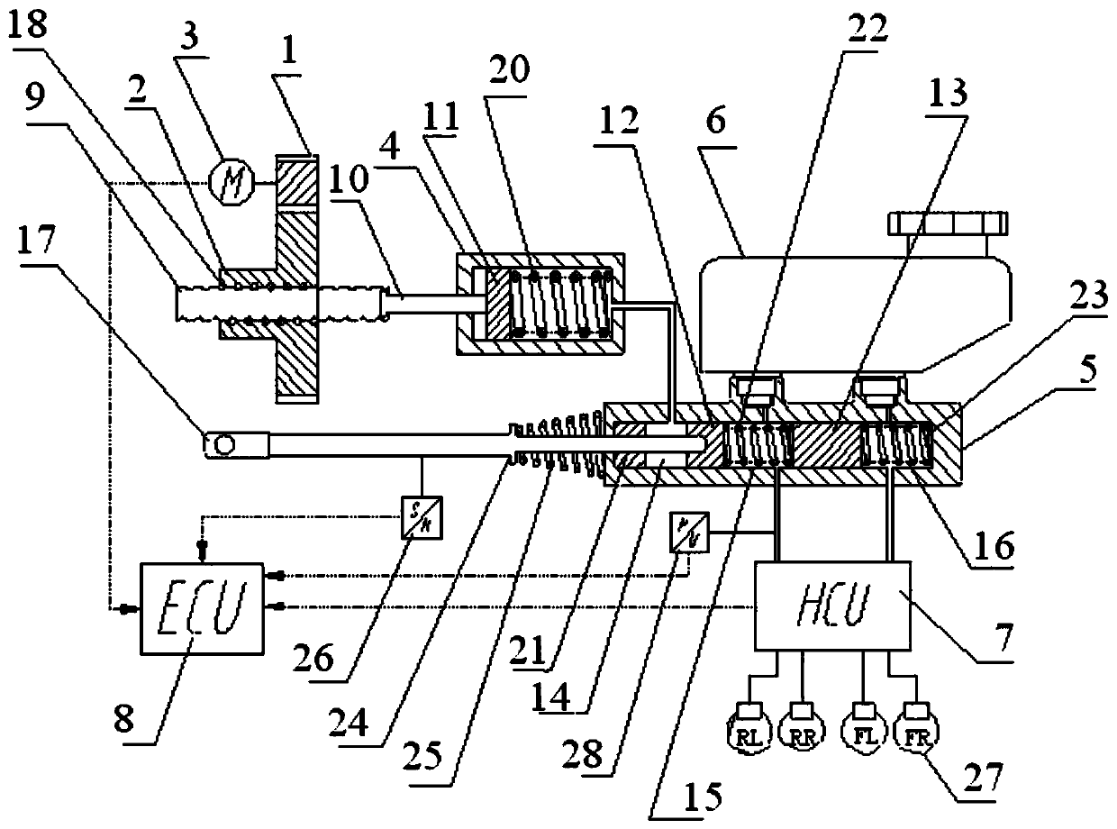Electric power-assisted brake system capable of realizing partial decoupling without feedback disc
