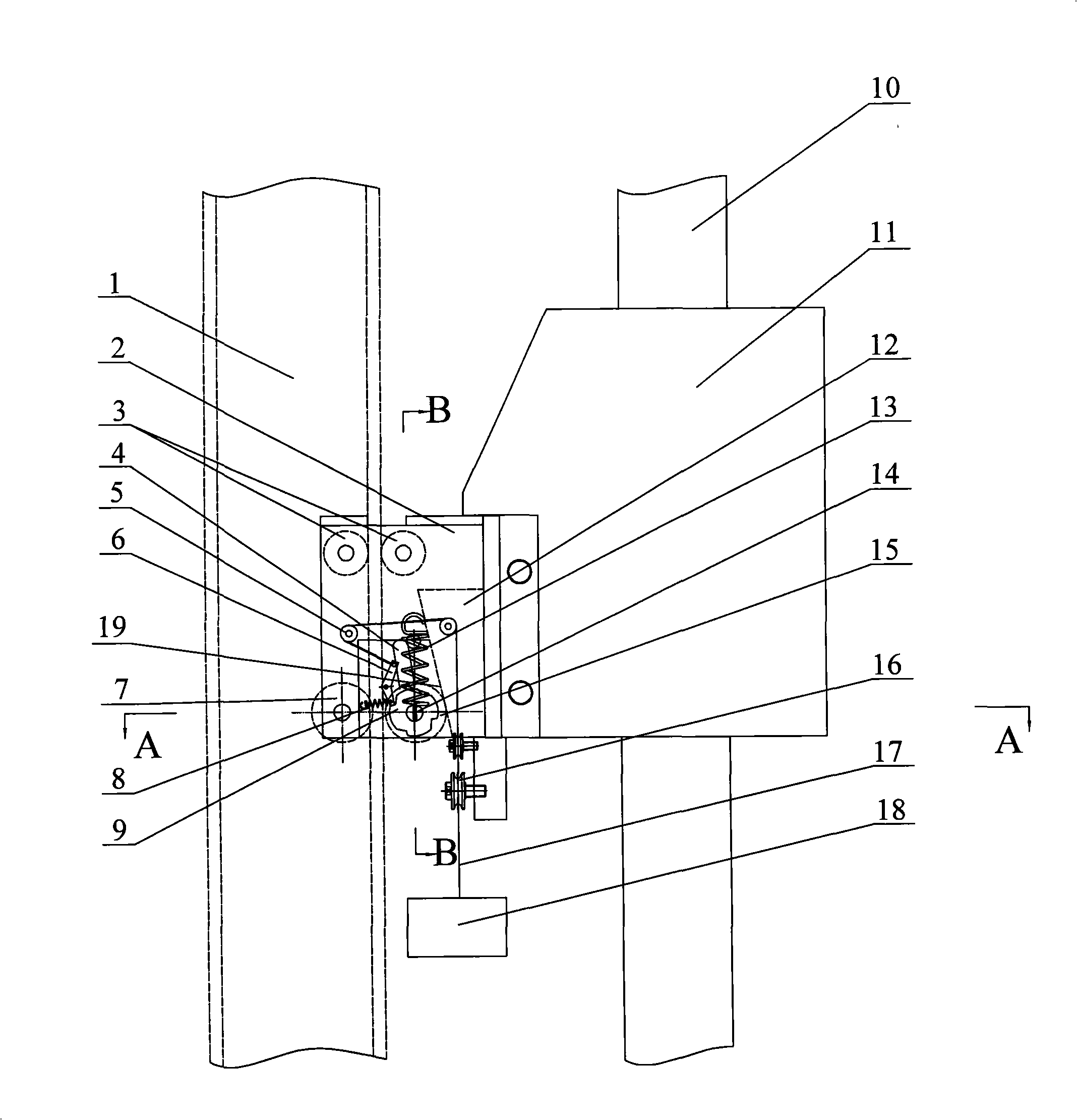 Dual roller rail clamping type falling-proof scaffold