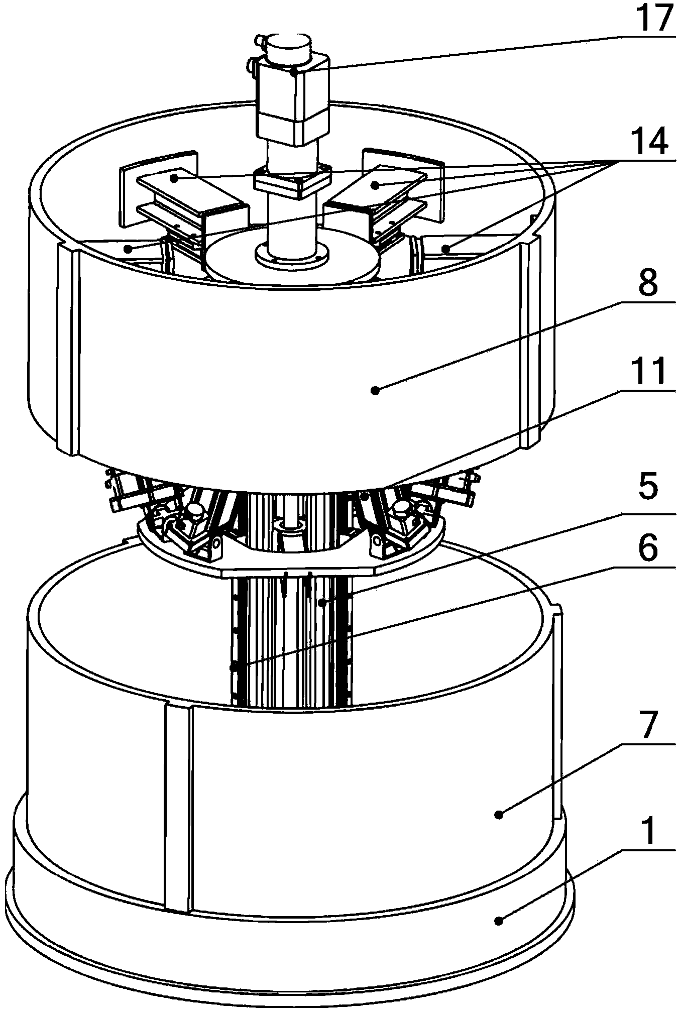Vertical gesture adjusting mechanism for vertical assembling of large-diameter thin-wall part cylinder