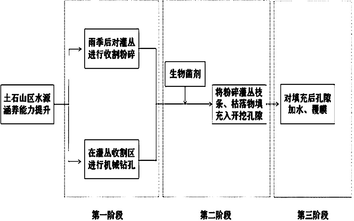 Method for accelerating succession of secondary shrub communities in earth-rock mountainous area to top communities of arbors by using vitex negundo shrubs