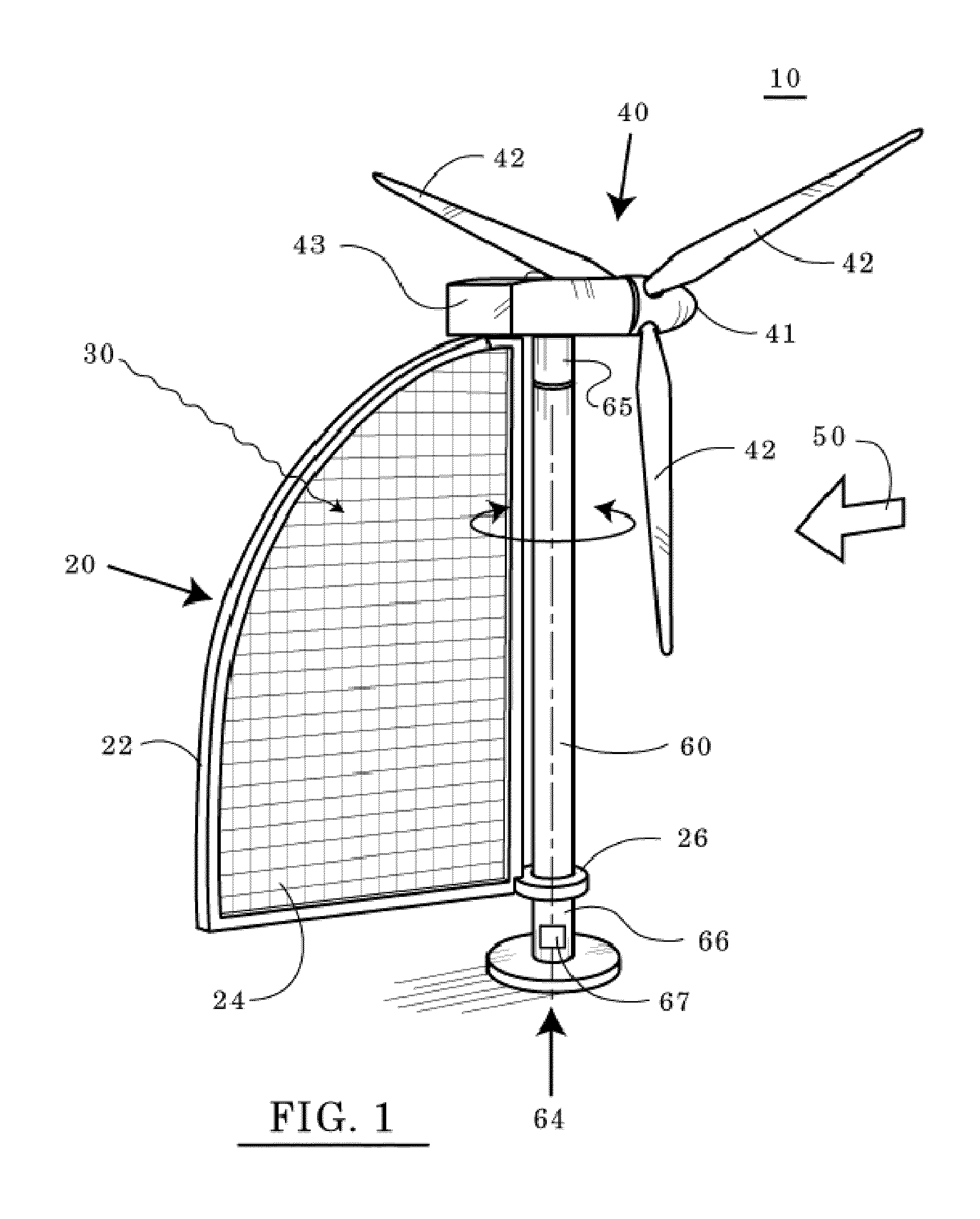 Integrated wind turbine and solar energy collector