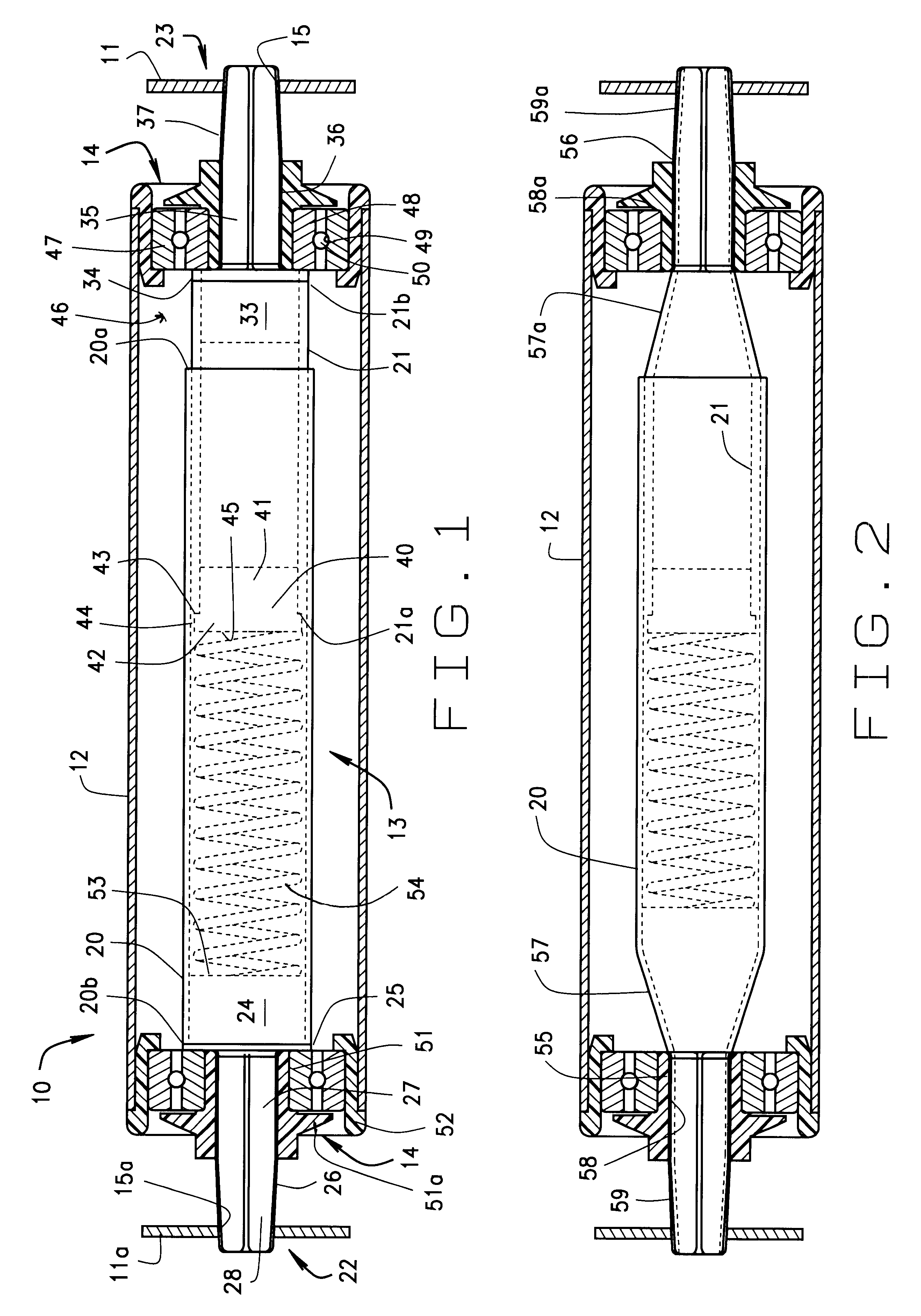 Conveyor roller with telescoping axle having tapered ends