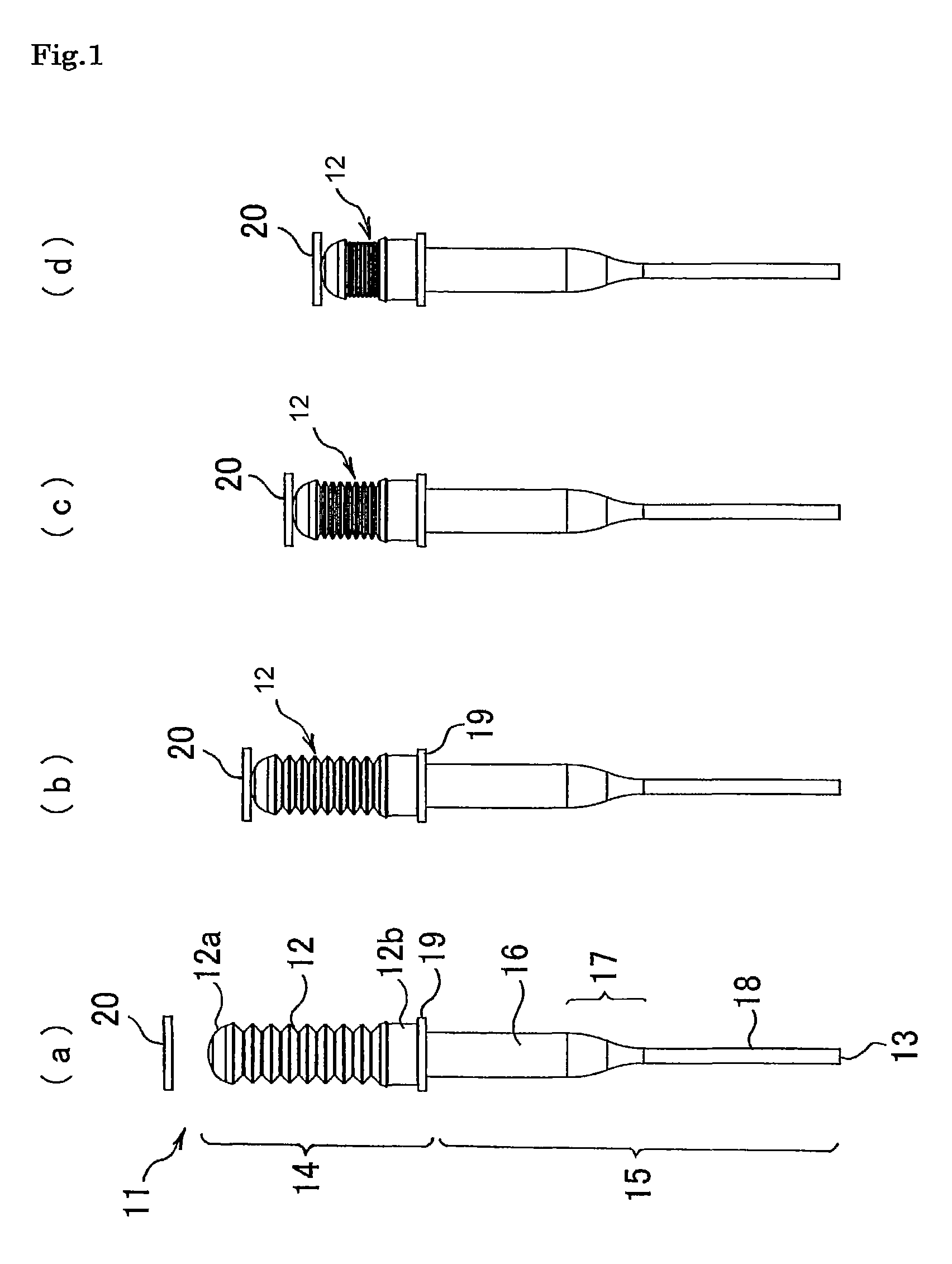 Bellows type dispensing tip, bellows type dispensing apparatus and method of bellows type dispensing processing