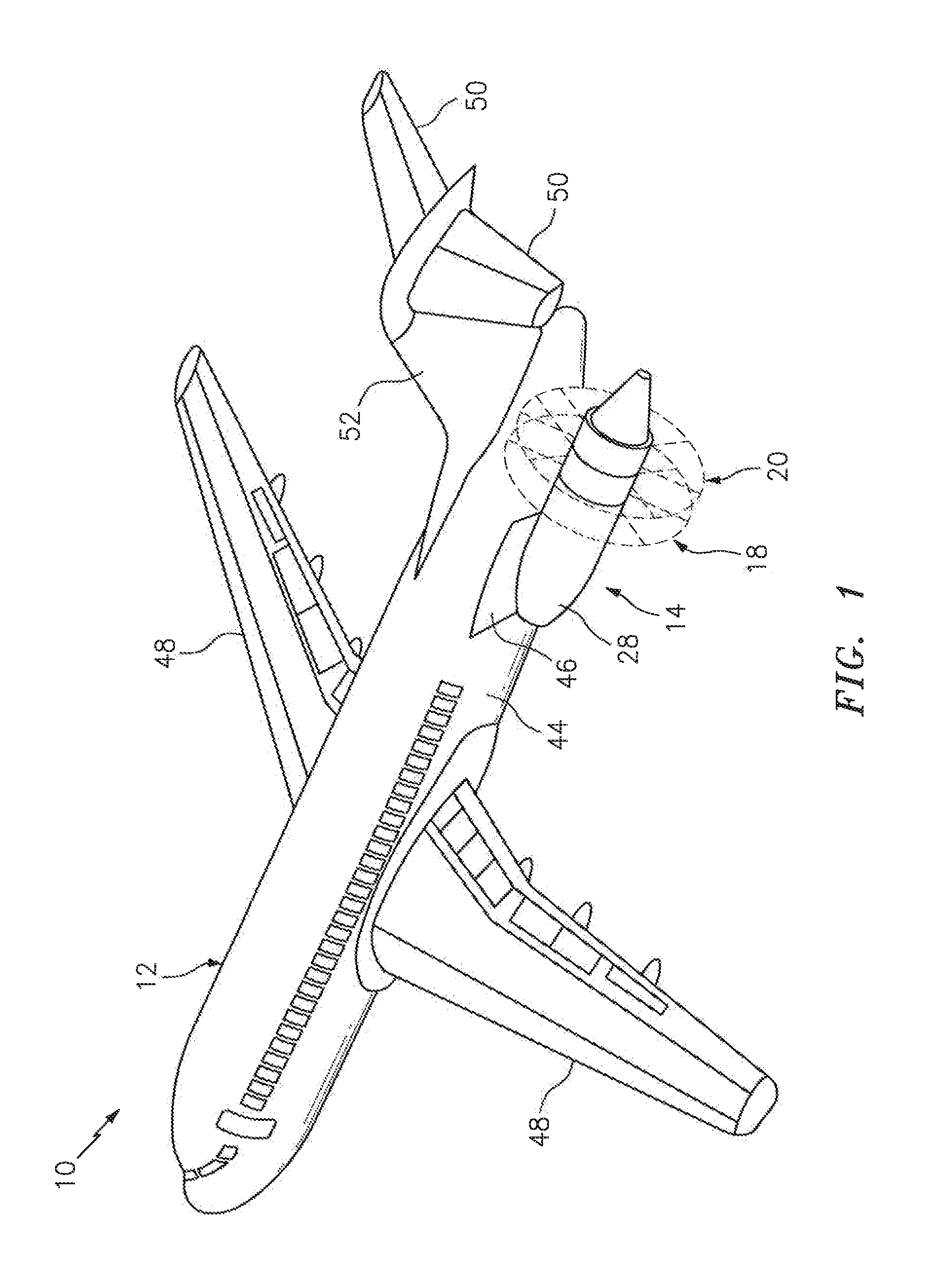 Noise attenuation for an open rotor aircraft propulsion system