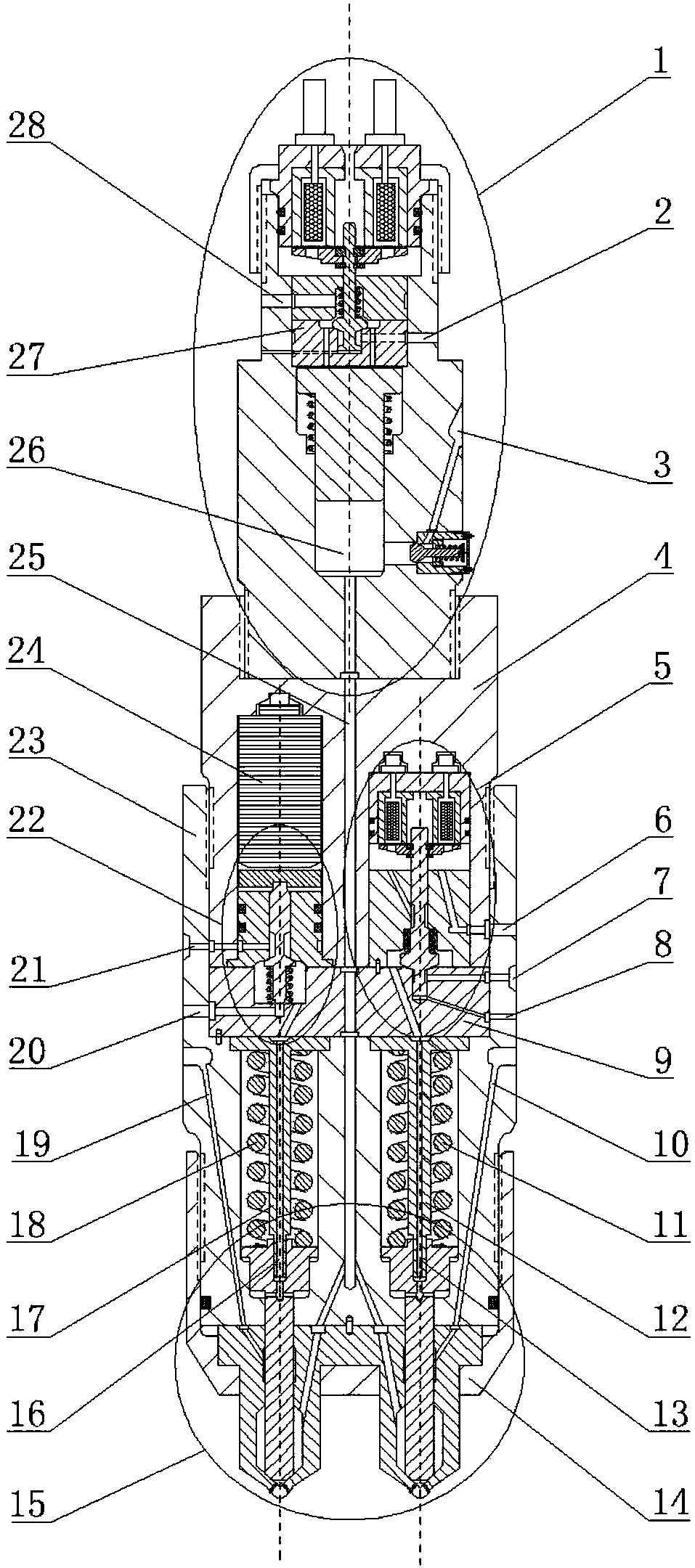 Supercharged electromagnetic and supercharged piezoelectric combined gas injection device