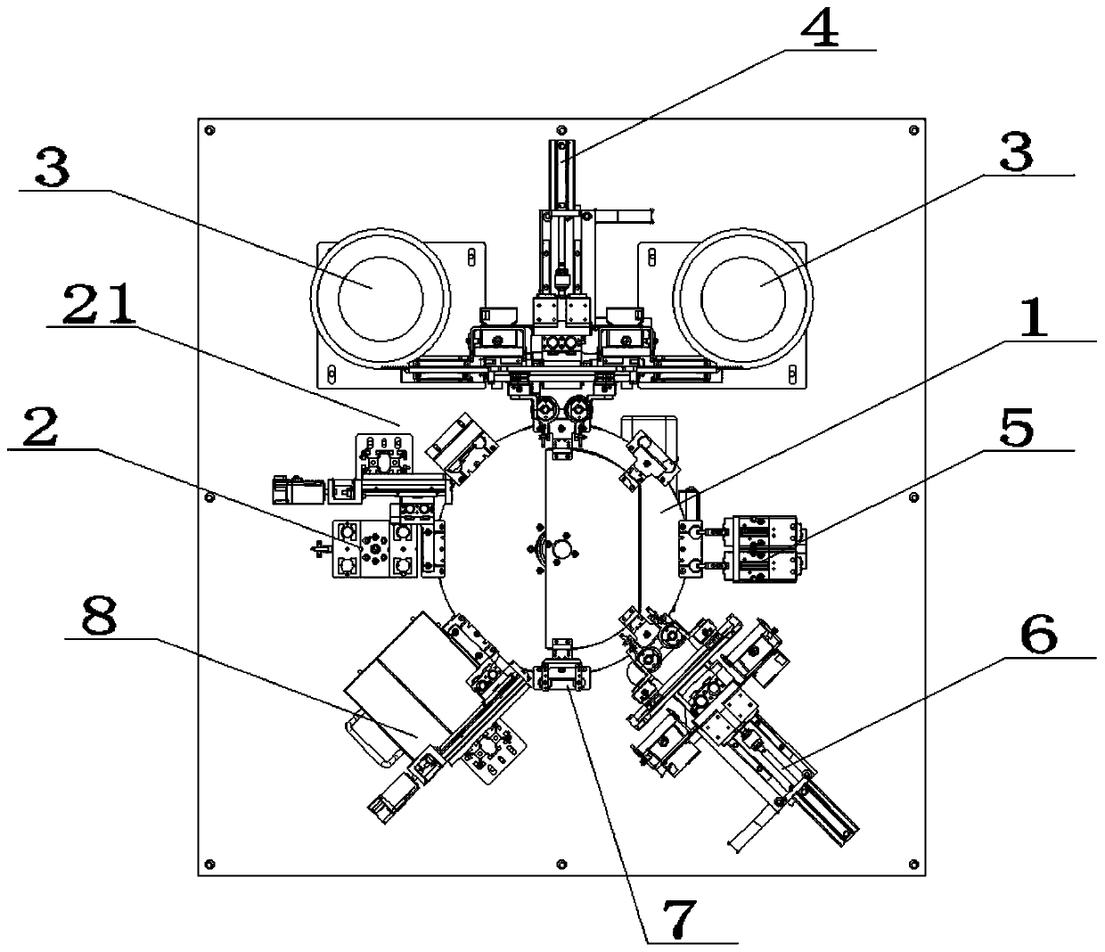 Automatic ring-crossing and welding system of double-sided buzzer