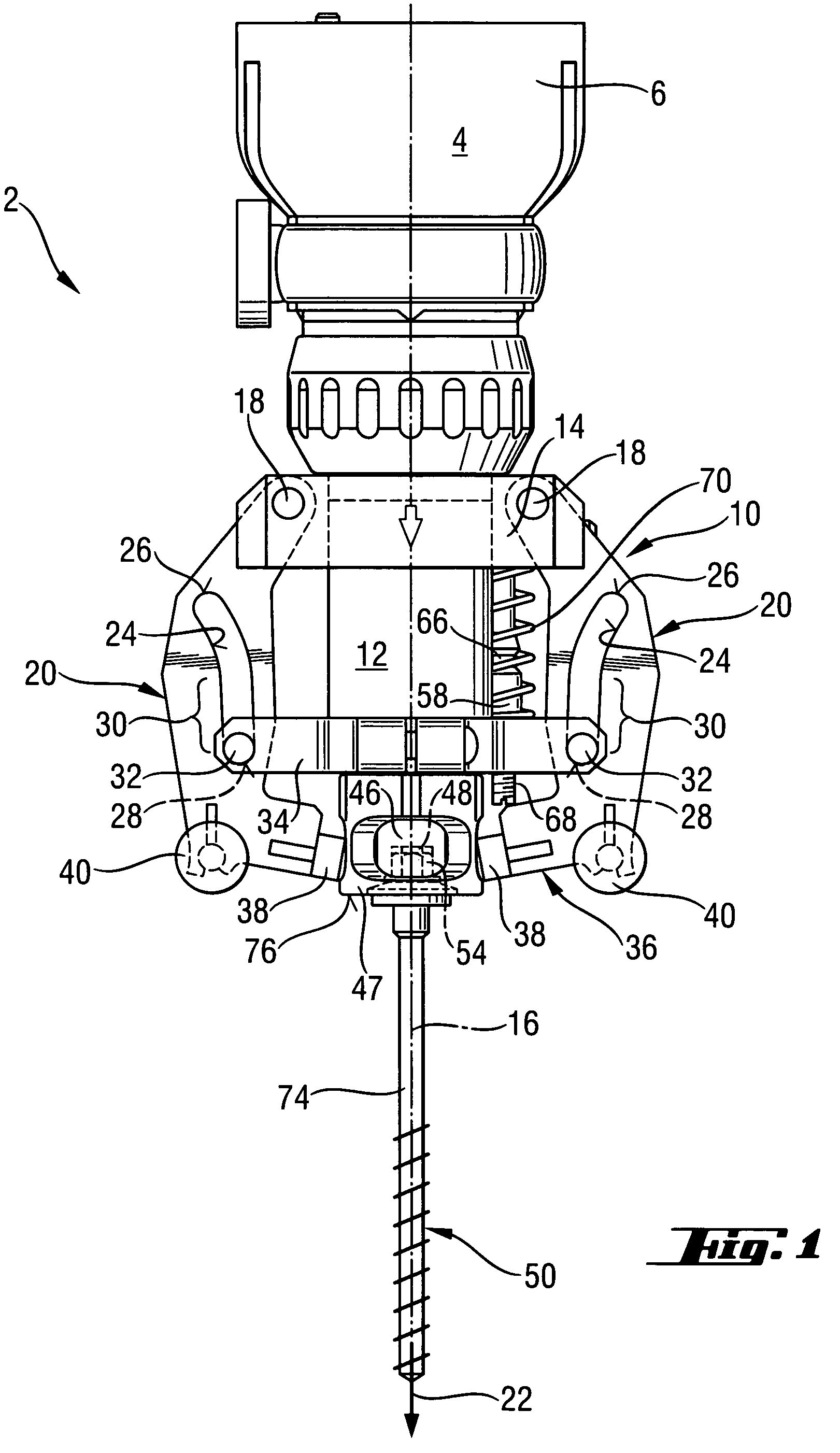 Holding device for a fastening element