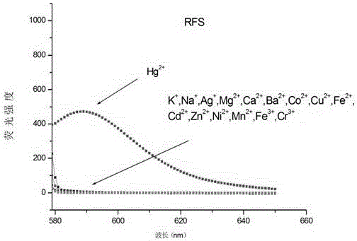 Mercury ion fluorescent probe and preparation method and application thereof