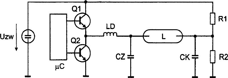 Electronic ballast and correspondent adjustment method