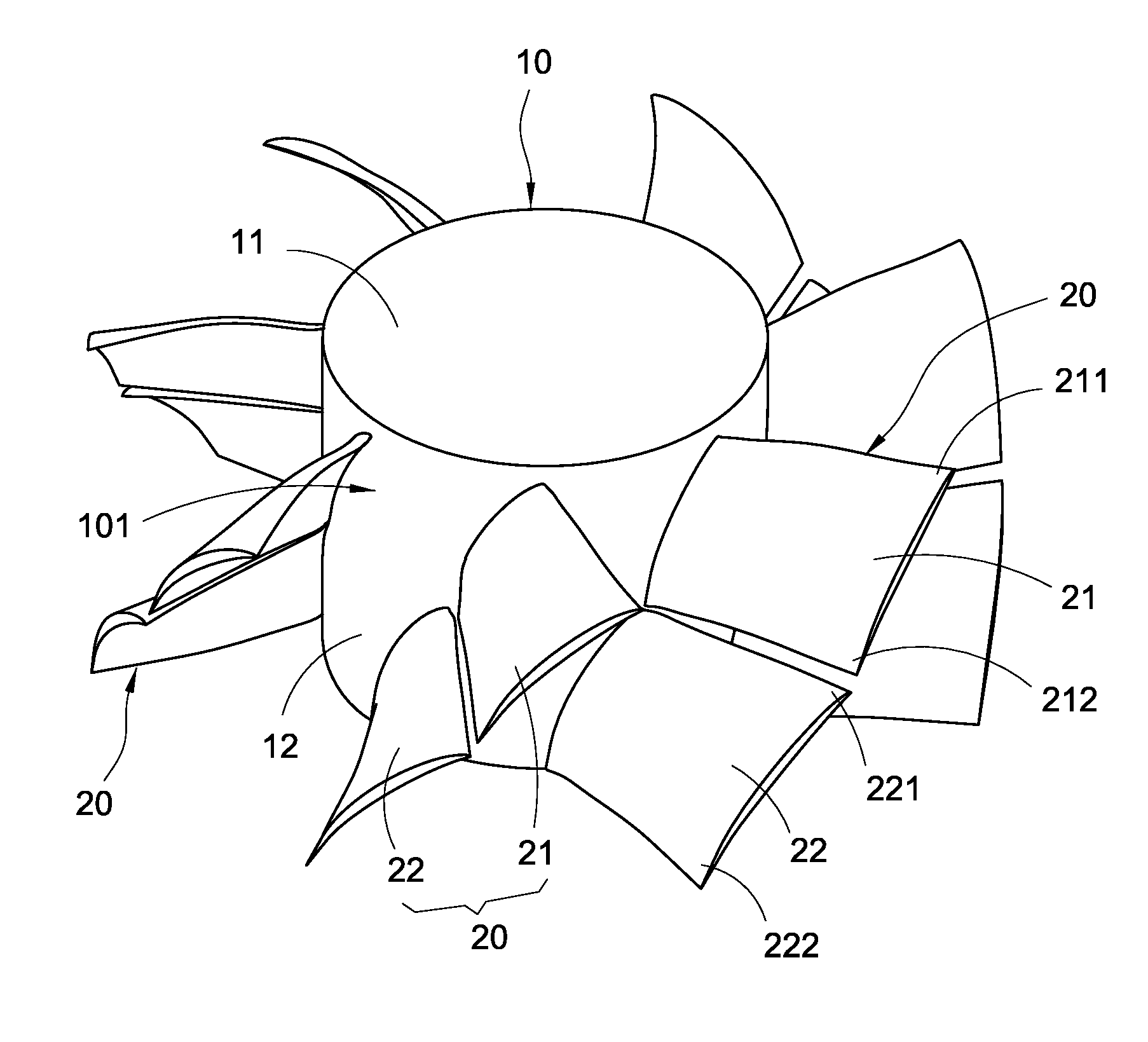 Blade structure of axial fan