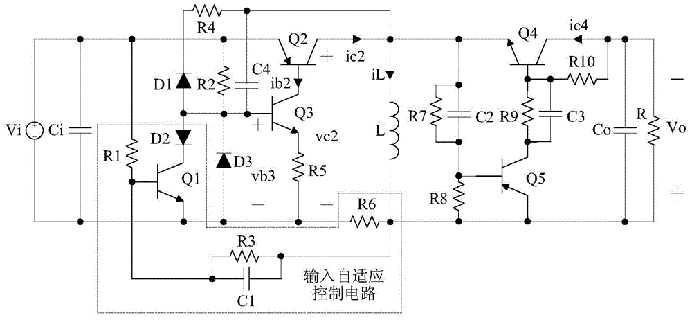 Input adaptive self-excited buck-boost converter